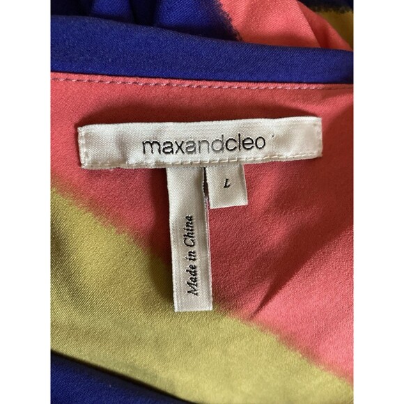 70s 80s Vibe Color Block Faux Wrap Midi Dress Tie Waist Max And Cleo Women’s L - Picture 7 of 8